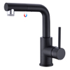 Mezclador monomando para lavabo de baño, grifo negro, grifo negro