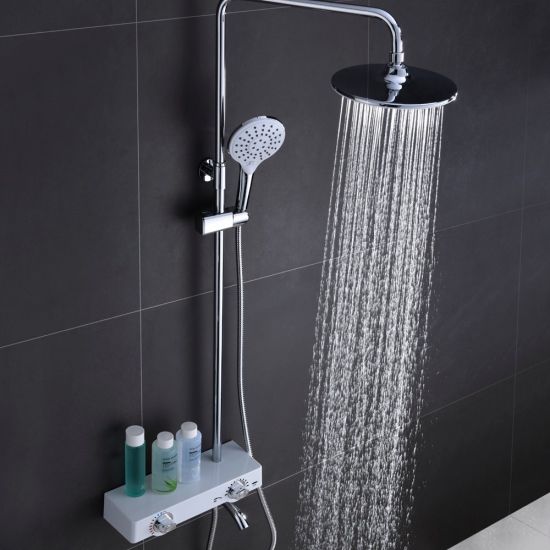 Juego de ducha de placa cromada multifunción de 3 vías Cabezal de ducha para baño
