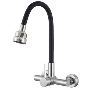 Grifo de cocina de pared de acero inoxidable 304 con boquilla flexible