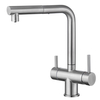Grifo de cocina de 3 vías de acero inoxidable 304, venta al por mayor, precio de fábrica, grifo de cocina